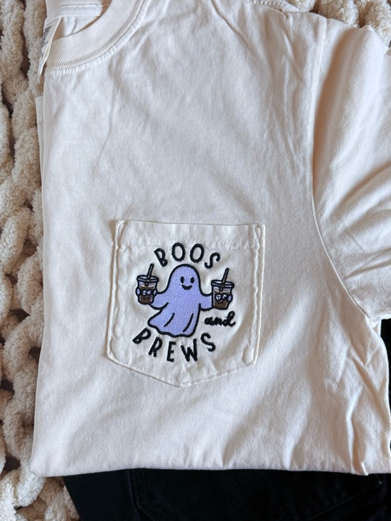 Comfort Colors Tops - Boos and Brews Pocket Tee